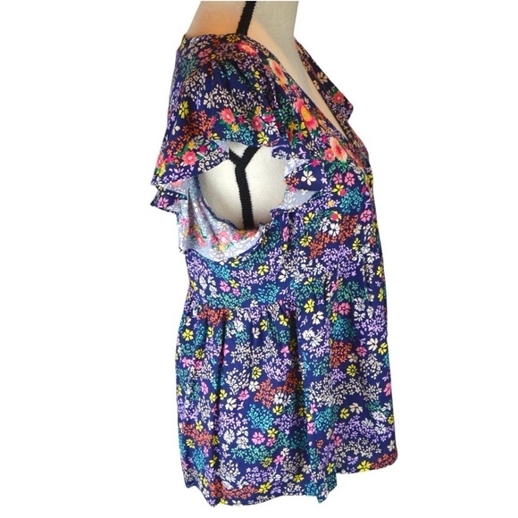 Savanna Jane‎ Embroidered Floral Print Baby Doll Top Flutter Sleeves Small NWT - Picture 5 of 9